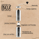 MOEDOR DE CAFÉ MANUAL INOX GRÃOS FRESCOS