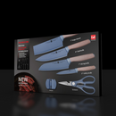 JOGO DE FACAS DE CHEF 6 PEÇAS CABO DE MADEIRA