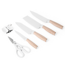 JOGO DE FACAS DE CHEF 6 PEÇAS CABO DE MADEIRA